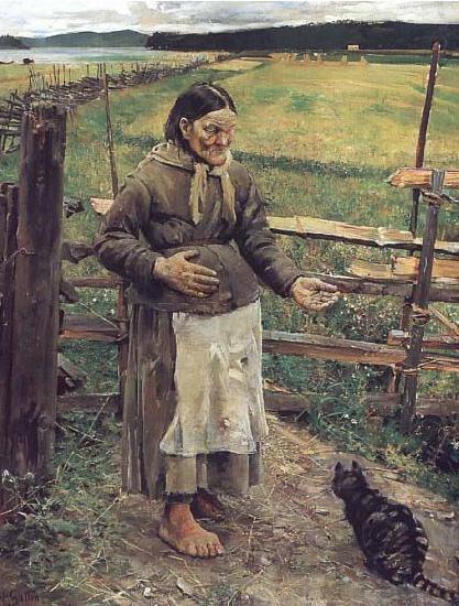 Akseli Gallen-Kallela Old Woman With a Cat oil painting image